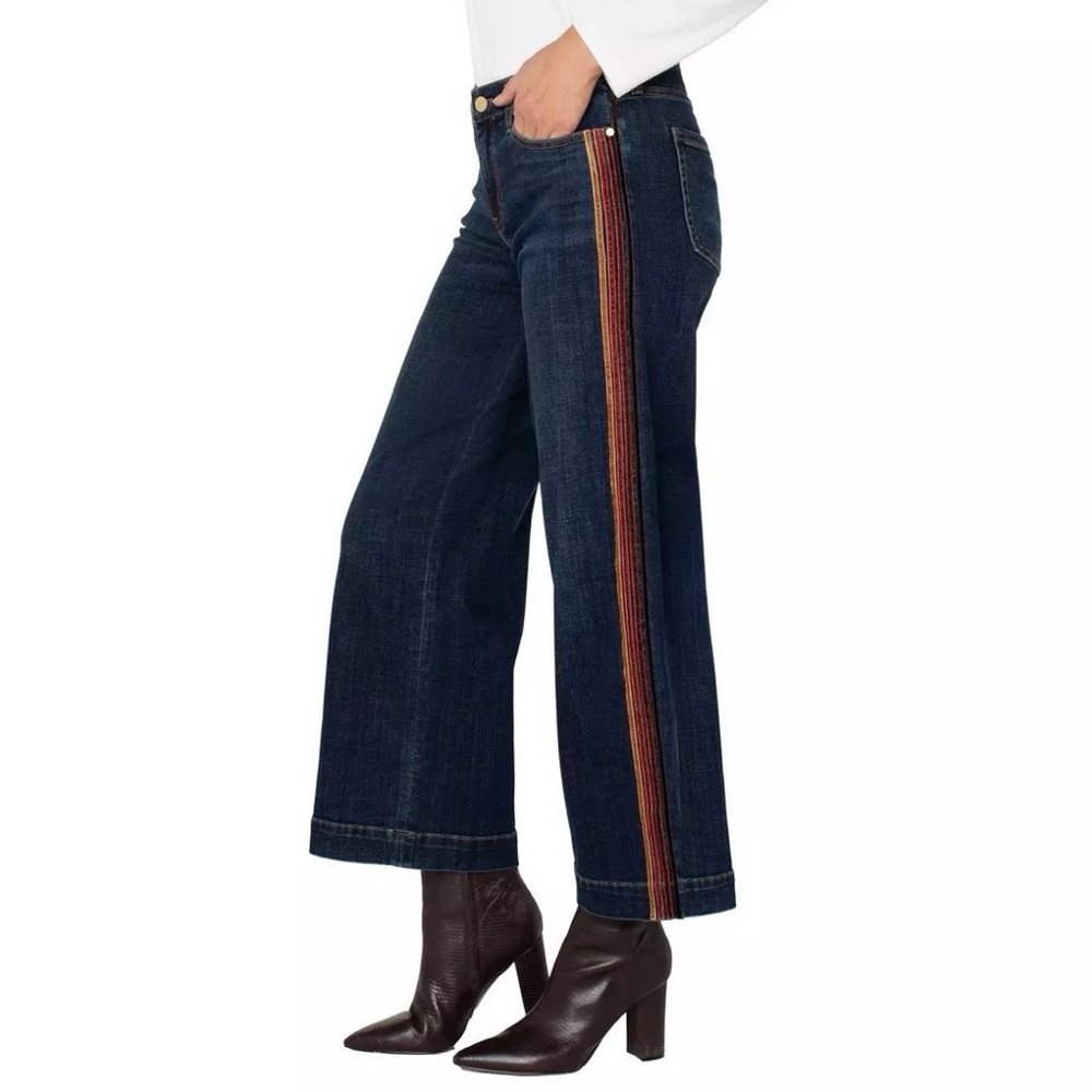 Liverpool Los Angeles Velvet Trim Wide Leg Jeans NWT